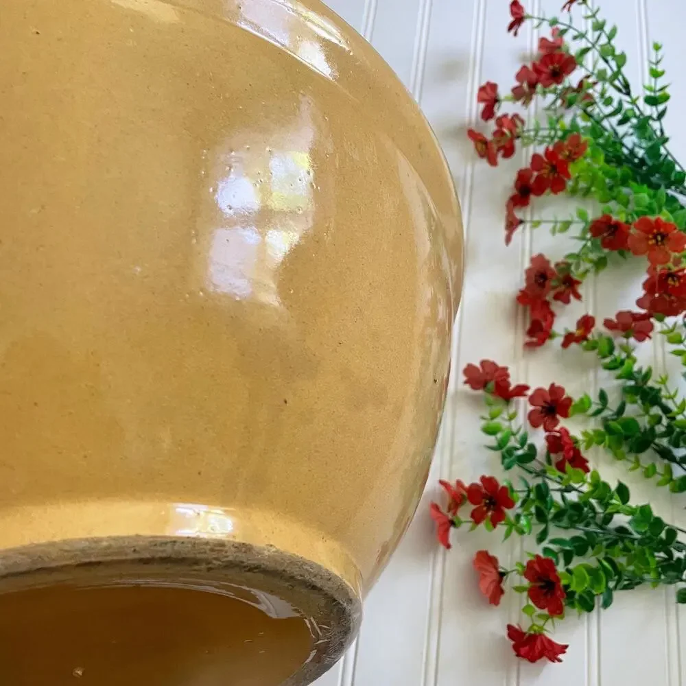Vintage Mixing Bowl Extra Large Yellow Ware Stoneware Farmhouse